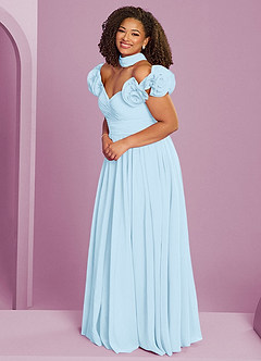 Barbie ♥ Azazie Bridesmaid Dresses Sky Blue A-Line Off the Shoulder Chiffon Convertible Dress image14