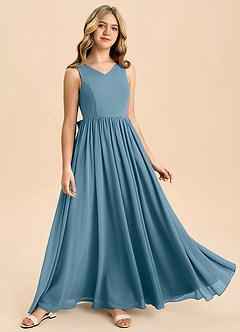 Azazie Hathaway Junior Bermuda A-Line Bow Chiffon Dress image2