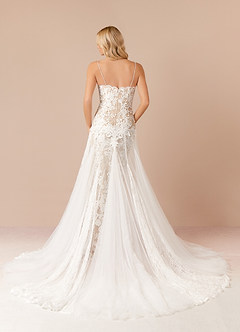 Azazie Mireya Wedding Dresses Diamond White Nude Sheath Sequins Tulle Dress image2
