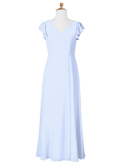 Azazie Claudine Junior Ice A-Line Pleated Chiffon Dress image5