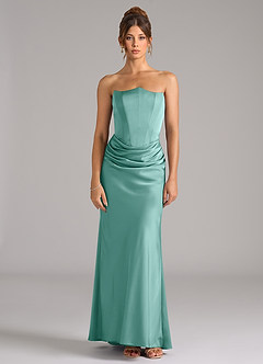 Azazie Debby Bridesmaid Dresses Aqua Mermaid Strapless Stretch Satin Convertible Dress image5
