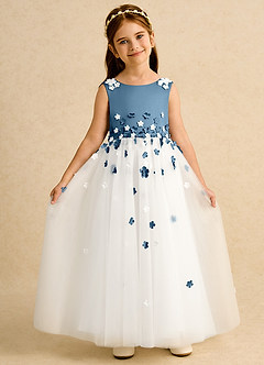 Azazie Eleni Flower Girl Dresses Ivory Bermuda Ball-Gown Bow Tulle Dress image4