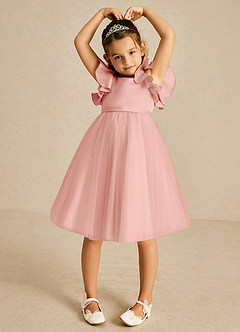 Azazie Kaeya Flower Girl Dresses Rosette A-Line Bow Tulle Dress image3