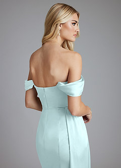 Azazie Amyra Bridesmaid Dresses Sea Glass Mermaid Off the Shoulder Stretch Satin Convertible Dress image7