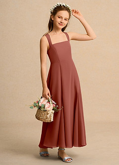 Azazie Tater Junior Formal Flower Girl Klänningar Klä A-Line i Chiffong Plisserad image3