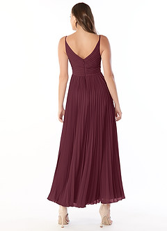 Azazie Raychelle Brautjungfernkleider A-Linie V-Hals Chiffon Kleid Cabernetrot image2