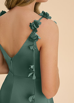 Azazie Gumdrop Junior Vestido de Eucalipto de Satén Elástico de Imperio con Plisado image6