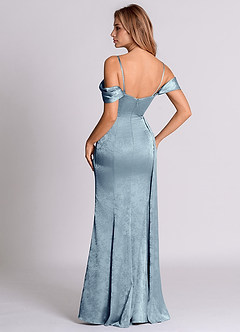 Azazie Amyra 신부 들러리 드레스 인어 오프 더 숄더 자카드 바닥 길이 드레스 image7