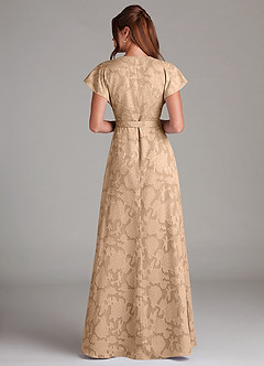 Azazie Ling Robes de demoiselle d'honneur Robe Trapèze en Blumen-Burnout Plissée Champagne image6
