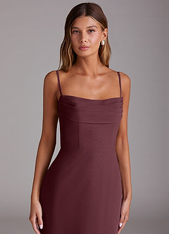 Azazie Saige Jurken voor bruidsmeisjes Converteerbaar Jurk van Chiffon met A-Lijn Off the Shoulder Sangria image2