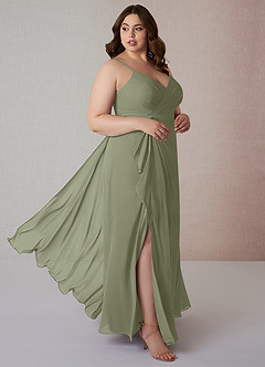 Azazie Emerald Bridesmaid Dresses Pistachio A-Line Ruffled Chiffon Dress image9