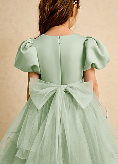 Azazie Cocoa Abiti da Ragazza di Fiori Abito Principessa in Tulle Plissettato Verde Salvia image9