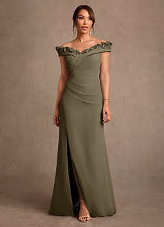 Azazie Jettie Abiti per la Madre della Sposa Abito Tubino in Chiffon Plissettato Willow Green image1
