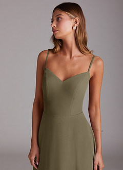 Azazie Marley Abiti da Damigella Abito Convertibile A-Line in Chiffon a Spalla Scoperta Willow Green image7