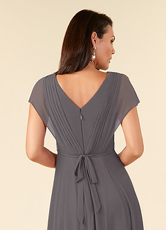 Azazie Palana Mother of the Bride Dresses Steel Grey A-Line Lace Chiffon Dress image5