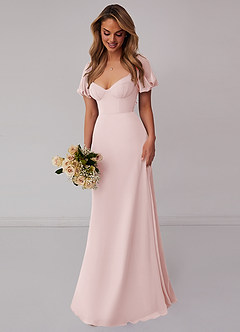 Barbie ♥ Azazie Bridesmaid Dresses Blushing Pink A-Line Pleated Chiffon Dress image6