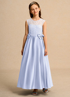 Azazie Candy Girl vestidos de niña de las flores Vestido de Lavanda de Satin Mate de Princesa con Lazo image5