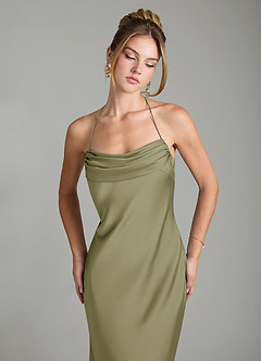Azazie Mae Brautjungfernkleider Meerjungfrau-Linie Plissee Stretch-Satin Kleid Pistazie image3