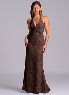 Azazie Valerie Vendita Finale Abito Sirena in Burnout Floreale Plissettato Burgundy image1