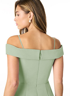 Azazie Lecia Robes de demoiselle d'honneur Robe Empire Convertible en Mousseline de soie Schulterfrei, plissiert Vert Sauge image5