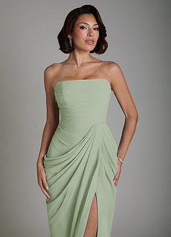 Azazie Nyra Robes de demoiselle d'honneur Robe Fourreau en Mousseline de soie Corset Vert Sauge image5