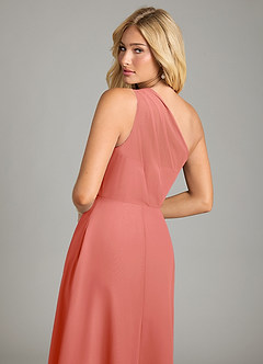 Azazie Phaedra Jurken voor bruidsmeisjes Jurk van Chiffon met A-Lijn One-Shoulder Zalm Roze image6
