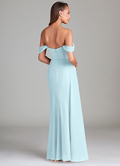 Azazie Amyra Bridesmaid Dresses Cloud Blue Sheath Off the Shoulder Chiffon Convertible Dress image4