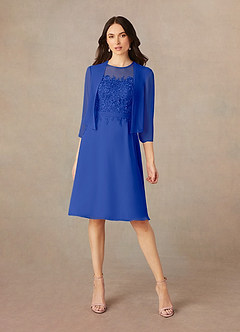 Azazie Klaus Kleider für die Brautmutter A-Linie Pailletten Schaufel Chiffon Kleid Königsblau image1