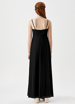 Azazie Kaylee Junior Black A-Line with Belt Mesh Dress image5
