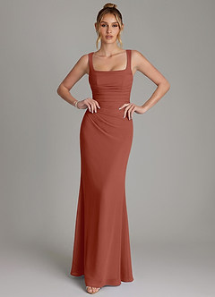 Azazie Agustina Bridesmaid Dresses Auburn Mermaid Corset Chiffon Dress image3