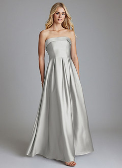 Azazie Lucienne Bridesmaid Dresses Silver A-Line Strapless Stretch Satin Convertible Dress image1