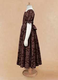 Azazie Joss Flower Girl Dresses Ganache A-Line with Sleeves Floral Burnout Dress image6