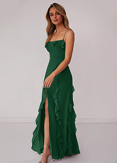 Barbie ♥ Azazie Bridesmaid Dresses Dark Green Sheath Bow Chiffon Dress image5