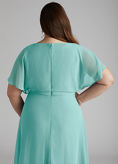 Azazie Aaliyah Modest Bridesmaid Dresses A-Line Scoop Pleated Chiffon Floor-Length Dress image10