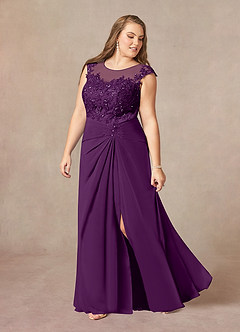 Azazie Libby Mère de la mariée Robes Robe Trapèze en Mousseline de soie Paillettes en forme de coquille Grain De Raisin image9