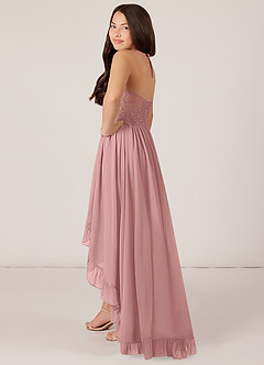 Azazie Sarafina Junior A-Linie Spitze Chiffon Kleid Altrosa image5