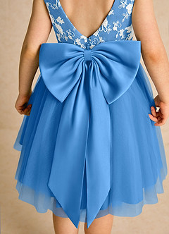 Azazie Butterfly Abiti da Ragazza di Fiori Abito A-Line in Pizzo Blue Jay image6