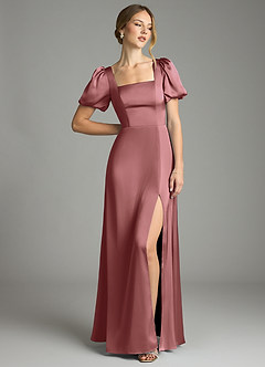 Azazie Fyona Suknie dla druhen Linia A Pofałdowany Satyna elastyczna Do ziemi Sukienka image3