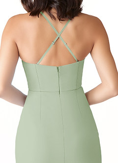 Azazie Ollie Robes de demoiselle d'honneur Robe Fourreau en Mousseline extensible Rayé Vert Sauge image5