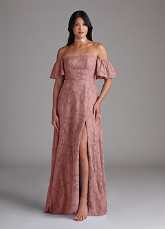 Azazie Sue Vestidos de damas de honor Vestido de Rosa Polvorienta de Devorado Floral de Corte en A Convertible con Vestidos sin tirantes image5