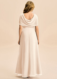 Azazie Emma Junior Robe Trapèze en Mousseline de soie Plissée Albâtre Blanc image2