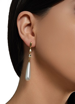 front Zirconia Pearl Tassel Earrings