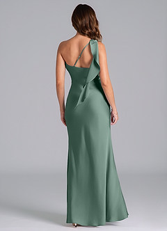 Azazie Driea Brudtärnklänningar Klä av Sjöjungfru i Stretch Satin Ena axeln Eukalyptus image2