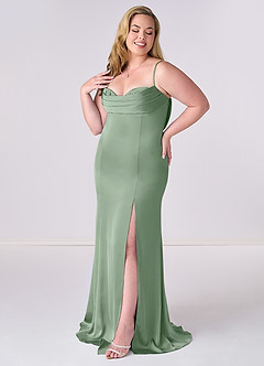 Barbie ♥ Azazie Bridesmaid Dresses Matcha Mermaid Corset Stretch Satin Dress image9