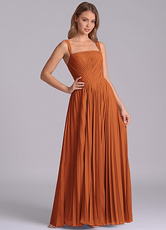Azazie Mina Bridesmaid Dresses Cinnamon A-Line Pleated Chiffon Dress image6