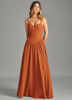 Azazie Evadina Suknie dla druhen Linia A Gorset Szyfon Do ziemi Sukienka image5