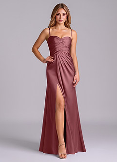 Azazie Sabrine Final Sale Desert Rose A-Line Sweetheart Neckline Stretch Satin Dress image5