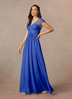 Azazie Star Mother of the Bride Dresses Royal Blue A-Line V-Neck sequins Chiffon Dress image2