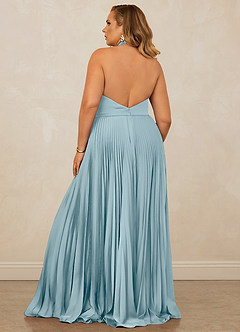 Christian Siriano Bridal for Azazie 1007 Bridesmaid Dresses Moody Blue A-Line Pleated Stretch Satin Dress image11
