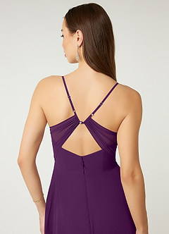 Azazie Minie Bridesmaid Dresses Grape A-Line Bow Chiffon Dress image7